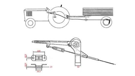 TREKHANDVAT VOOR AANHANGER HANDREM set MET KABEL 2.3m