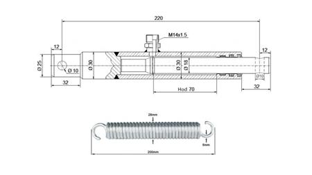 CILINDRO IDRAULICO PER APERTURA FLAP 30/18-70