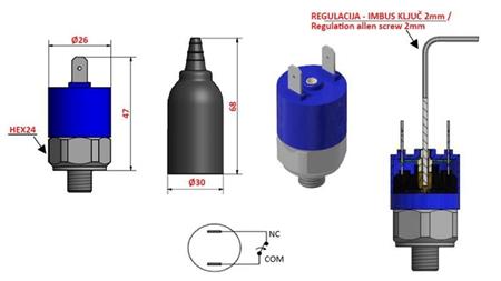 HYDRAULICKÝ PREPÍNAČ TLAKU K4 - NC 0.2-2.5 BAR (MAX.25BAR)