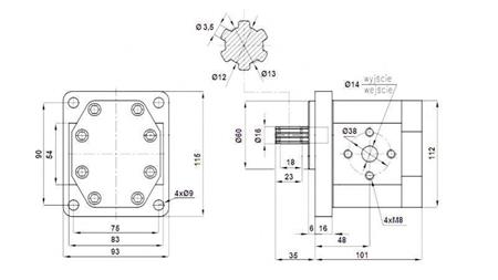 POMPA IDRAULICA NSZ 16 - 6 DENTI 16 CC SINISTRA