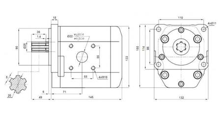 HYDRAULIC PUMP NSZ 50 - 6 TOOTH 50 CC LEFT