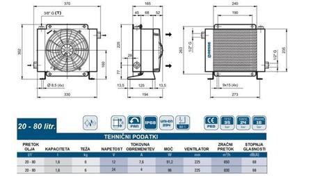 OLIEKOELER DC 12V HY01602 20-80 LIT
