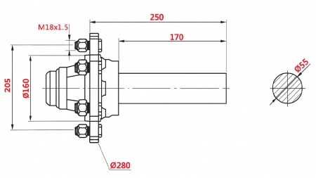 HALVAXEL 3000 KG L.250 MM