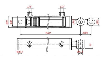 CILINDRO IDRAULICO PER TRAINO - FORO 80/50-3800