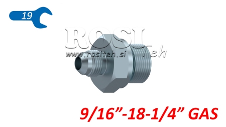 RÉDUCTEUR HYDRAULIQUE  9/16 JIC74°-1/4 GAS