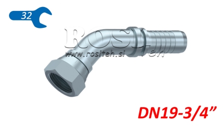 RACCORD HYDRAULIQUE BSP FEMELLE COUDE 45° DN19-3/4
