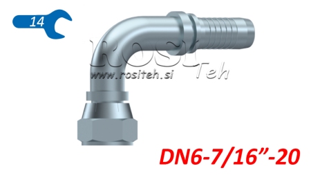 RACCORD HYDRAULIQUE DKJ JIC74° FEMELLE COUDE 90° DN6-7/16-20