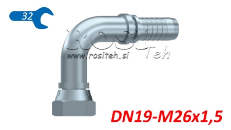 RACCORD HYDRAULIQUE BSP FEMELLE COUDE 90° DN19-M26X1,5