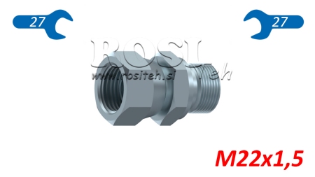 CONNECTEUR DOUBLE HYDRAULIQUE AVEC ÉCROU ROTATIF M22X1,5