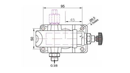 POMPE MANUELLE 25CC -SD- UNIDIRECTIONNELLE - dimensions
