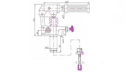 POMPE MANUELLE 25CC -SD- UNIDIRECTIONNELLE - dimensions