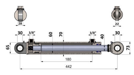 VÉRIN HYDRAULIQUE 60/40-180 AVEC VANNE D’INVERSION – CHARRUE POUR LE SOL