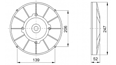 AXIAL VENTILATOR 225MM PUSHING 24V