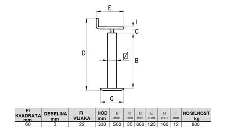 LEGGIO DI SUPPORTO A VITE (ALTEZZA 660mm - CORSO 330mm) - 800KG