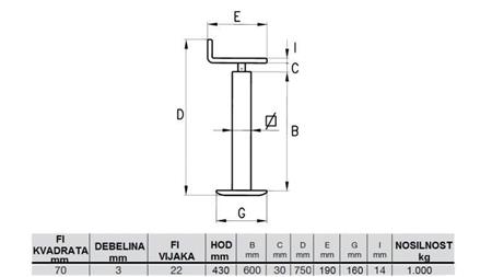 SUPPORT DE FIL (HAUTEUR 750mm - COURSE 430mm) - 1,000KG