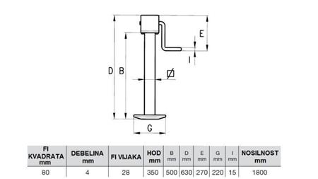 SUPPORTO FILETTATO GAMBA 350MM - 1800KG