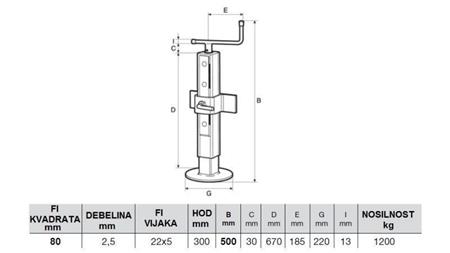 LEGGIO DI SUPPORTO FILETTATO REGOLABILE 300MM - 1200KG