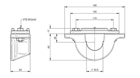 SUPPORT POUR CYLINDRE TÉLESCOPIQUE FI50-A
