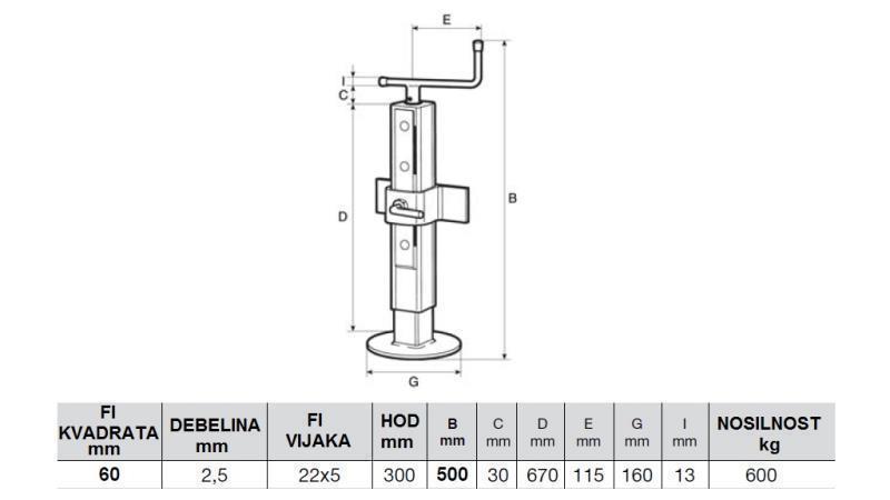 SUPPORTO FILETTATO REGOLABILE 300MM - 600KG