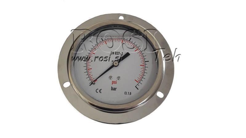 MANOMÈTRE DN100 ARRIÈRE 0 - 16 BAR - 1/2