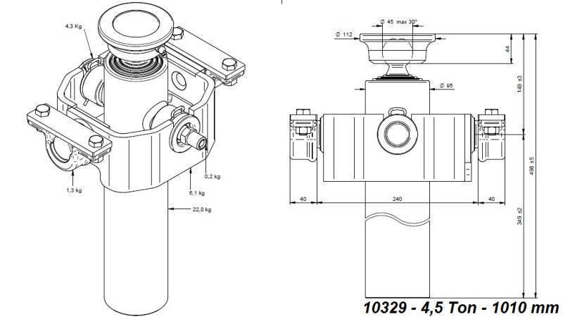TELESKOPICKÝ VALEC KOMPAKT 3 STUPNE 1010mm x95 -GUĽA